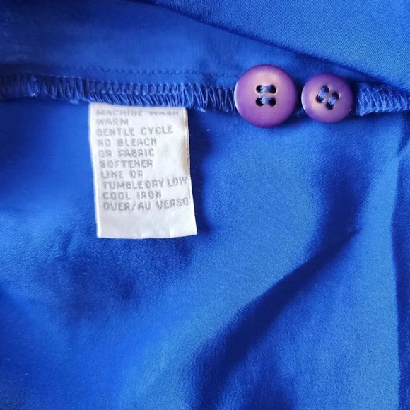 Liz Claiborne Shirt Top Women's Size 4 Dark Blue 100% Polyester Long Sleeve - Picture 5 of 7